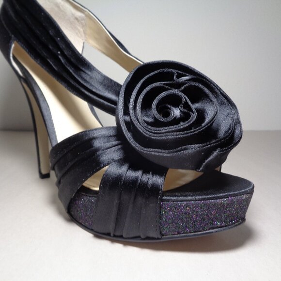 Enzo Angiolini Size 9.5 M / SLENDOR  / Black / Satin / Sandals New Women's Shoes - Picture 5 of 16